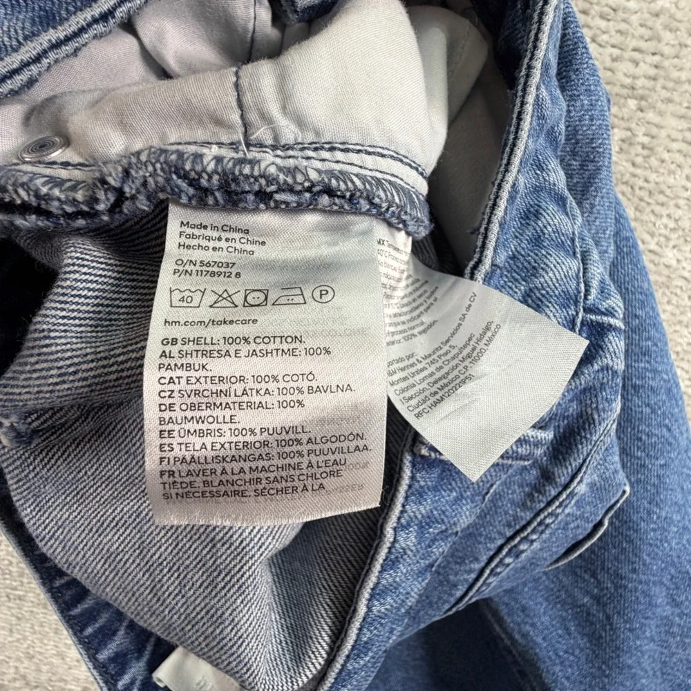 H&M Denim Maxi Skirt 100% Cotton Front Slit Size 6 Blue Streetwear High Rise